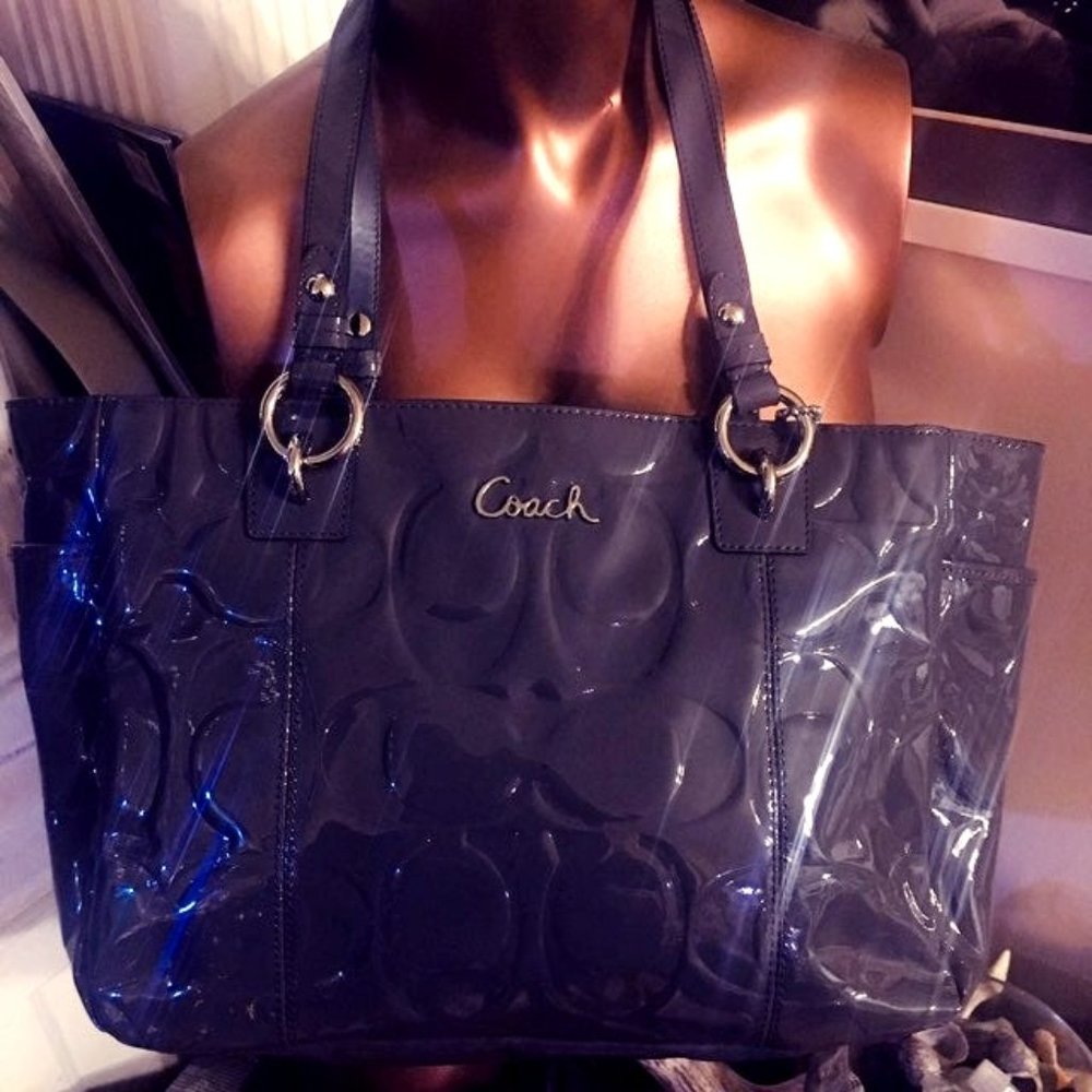 Coach East West Gallery Embossed Patent Tote